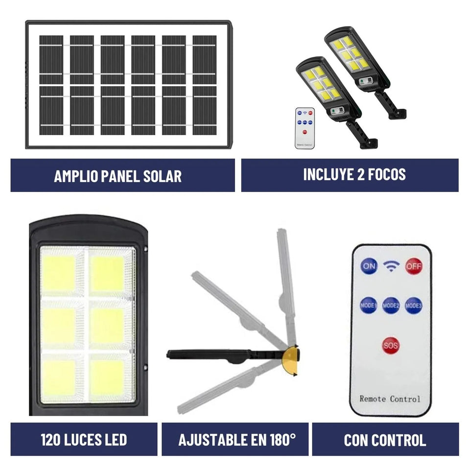 Foco Solar Led Exterior Sensor Movimiento