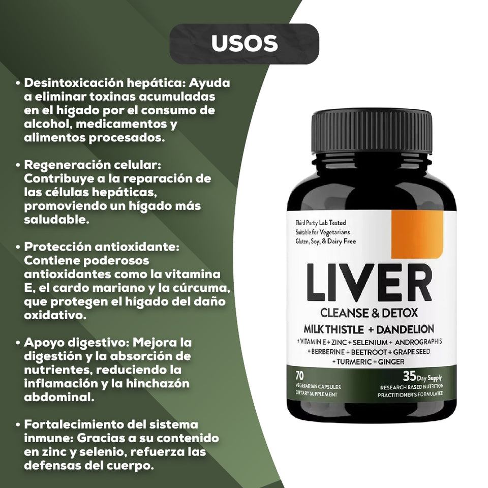 Detox salud del hígado 70 Caps Liver Cleanse Detox